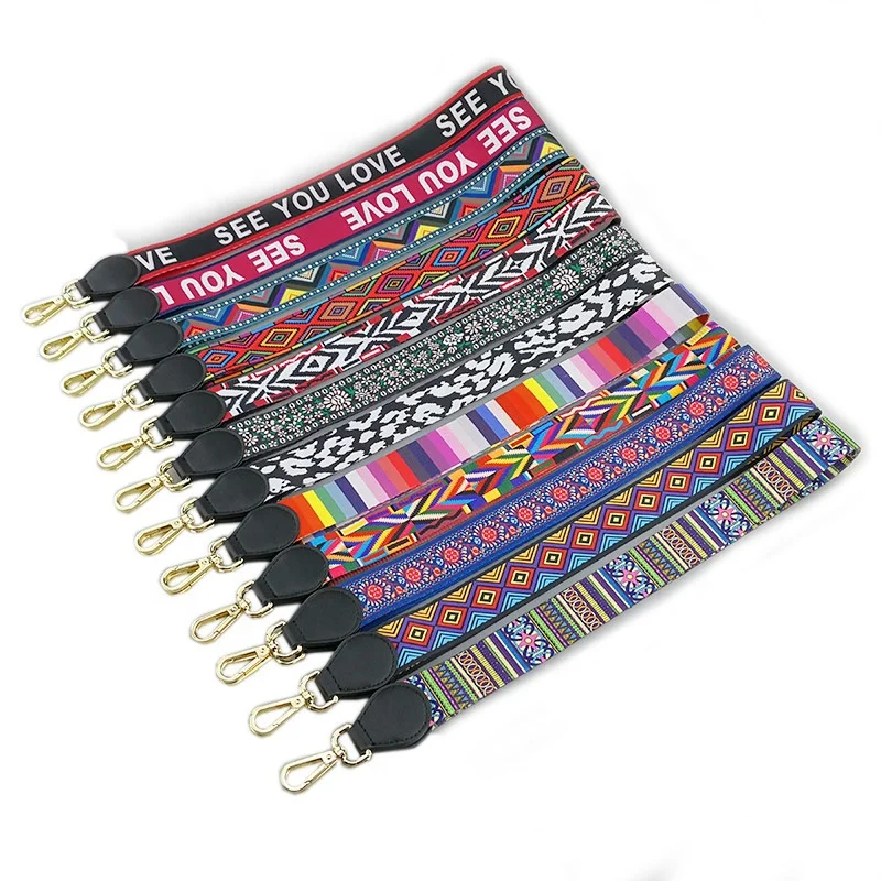 

MeeTee B-S196 New Bag Accessories Ethnic Style Color Diagonal Wide Ribbon Shoulder Strap, 17 colors