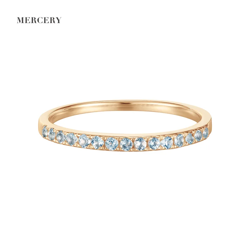 

Mercery Jewellery Summer Style Blue Aquamarine Ring 10K 18K 14K Gold Ring 12 Birthstone Jewelry Set