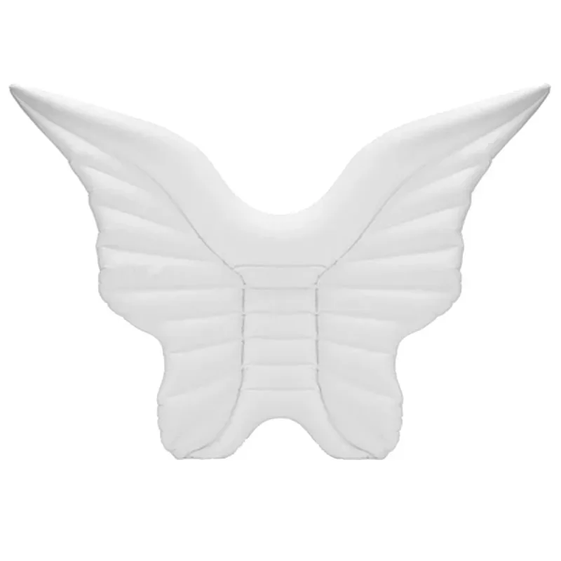 

2021 factory OEM swimming pool toy PVC swim ring angel's wings inflatable wings float for summer water sports, White\golden