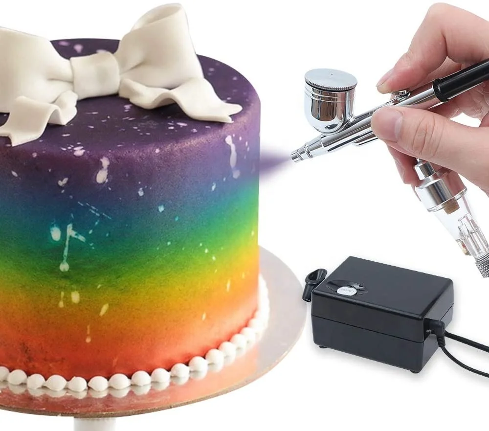 

Airbrush Kit with Mini Compressor, Portable Dual Action Spray Air Brush Gun Set or Makeup, Art Painting, Cake Decorating, Nail