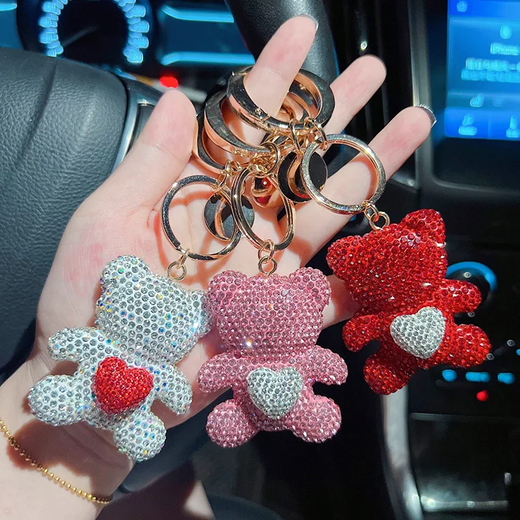 

Crystal Rhinestone Bear Keychain For Woman Car Bag Charm Case Holder