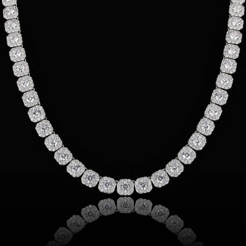

Hiphop Jewelry Wholesale Tennis Chain Custom Sterling Silver 925 Moissanite Cuban Chain Zircon vintage kristal Kolye, White/yellow