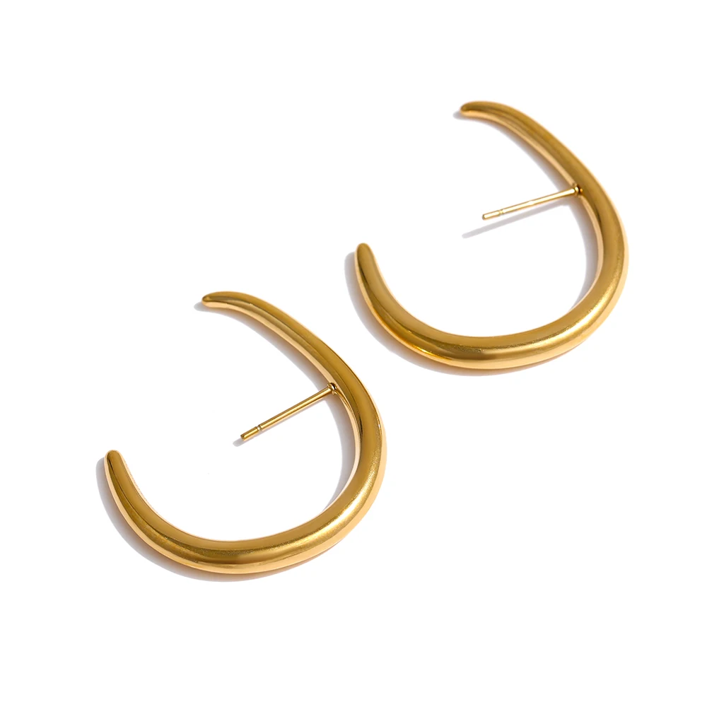 

JINYOU 839 Minimalist Metal Waterproof Jewelry Unusual Earrings Stainless Steel Big Geometric Earrings