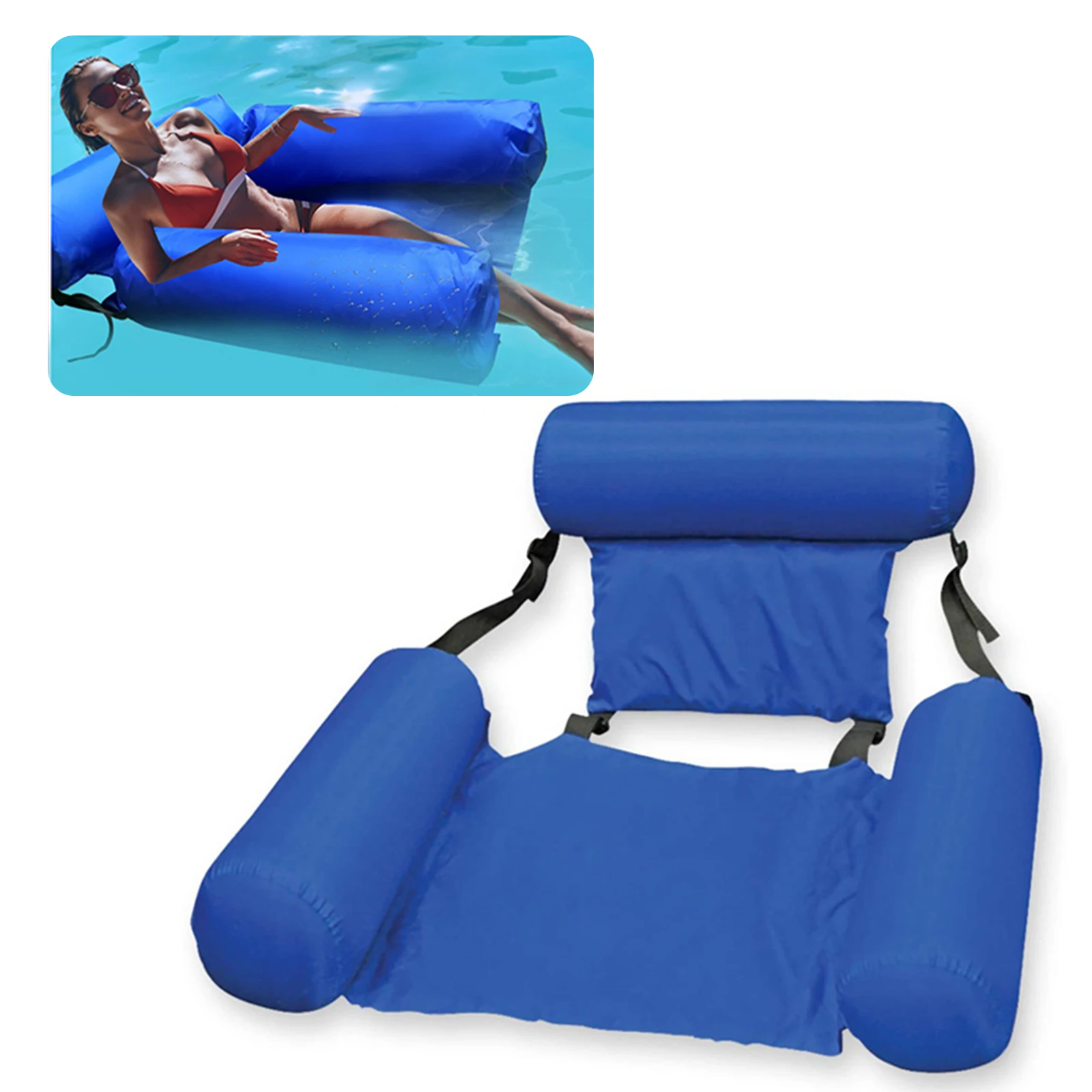 

Swimming Pool Water Lounger Hammock Floats Foldable Inflatable Floating Bed Sofa,Inflatable Swimming Floating Pool Lounge Chair, As shown