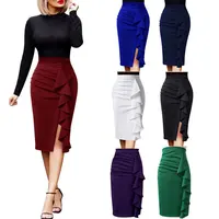 

Women's Office Design Formal Sexy Elegant Tight Ruffle Bodycon Knee Length Midi Pencil Skirt