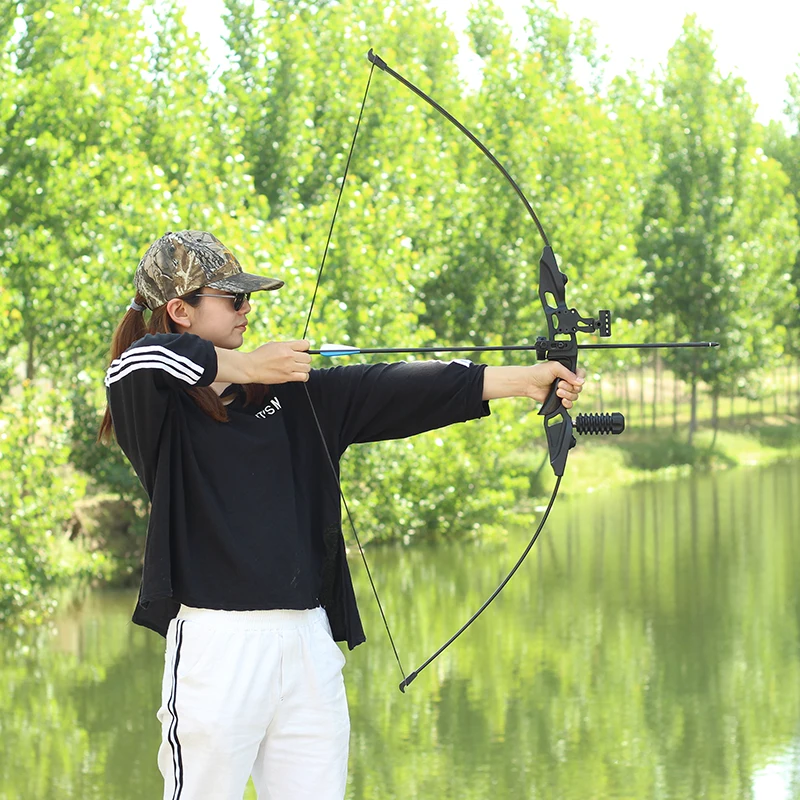 

For Outdoor Archery Hunting Bow Strength Aluminum Alloy Takedown Straight Recurve Bow, Black