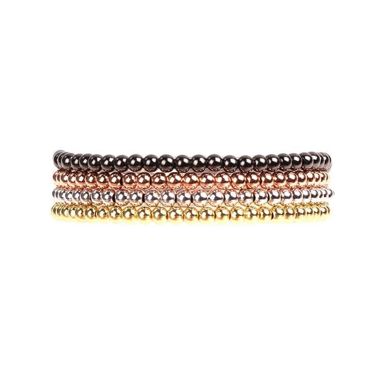 

BM1018 Wholesale Adjustable 4MM Metal Ball Beads Bracelet ,Gold Plated Copper Beads Bracelet For Jewelry woven Rope, As photo