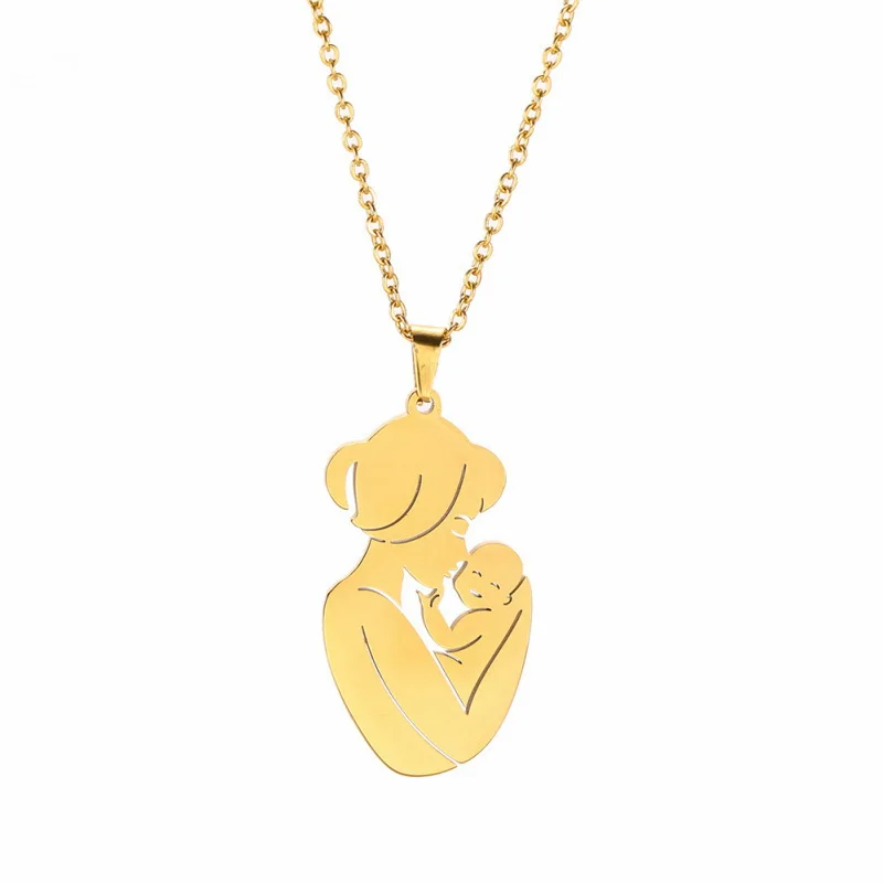 

Fashion Design Thanksgiving Mother's Day Gold Silver Plated Stainless Steel Jewelry For Women Mother Pregnant Pendant Necklace