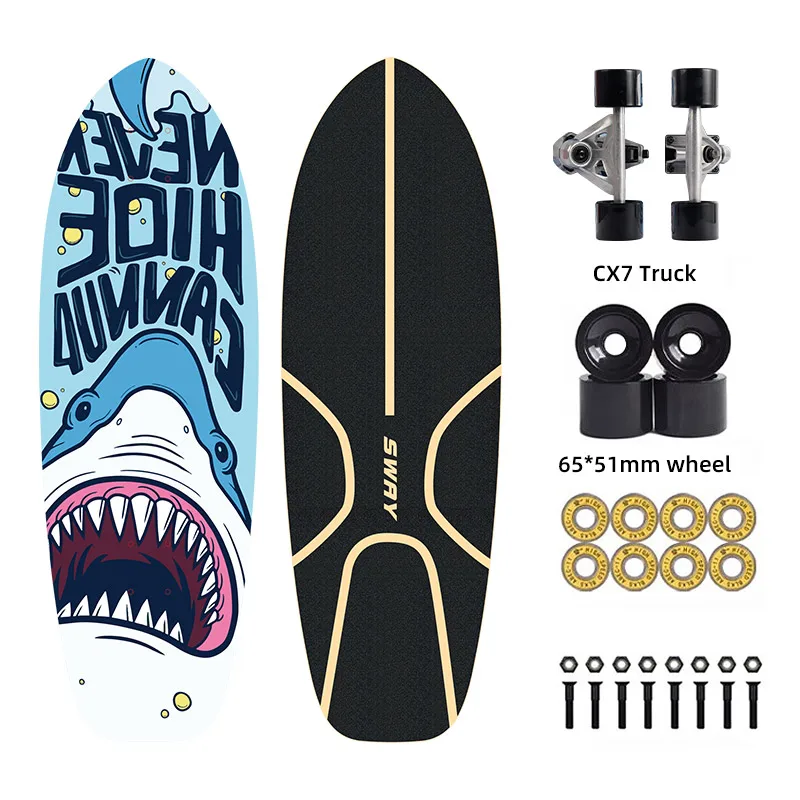 

SWAY CX7 In Stock Hot Selling Surfing Skateboard Carve Board with CX4 Aluminum Truck 7ply Maple Skate Board Pump