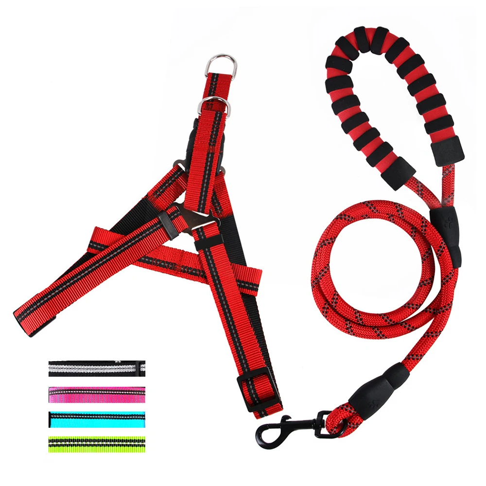 

Reflective dog harness and leash set for large dogs