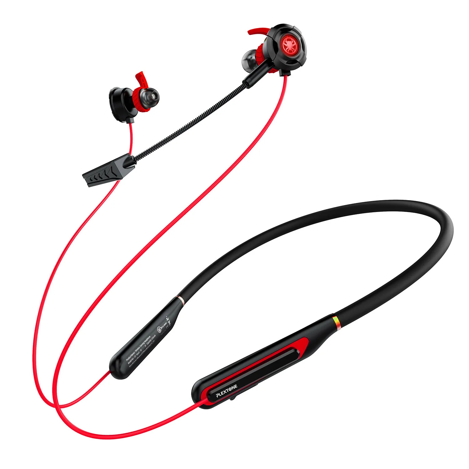 

Plextone Gaming in-Ear LED lighting Earphone with Detachable Mic Wireless Headphones Neckband for IOS, Android ,mobile phone