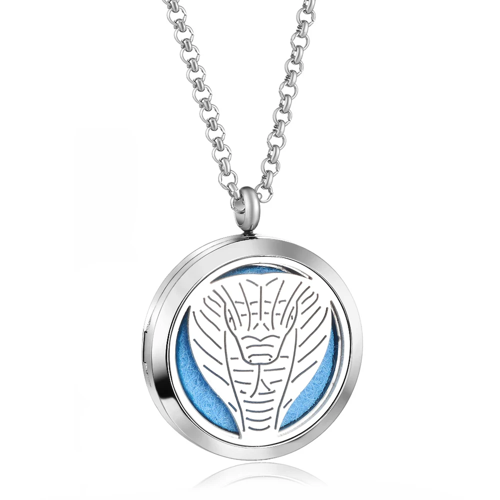 

Stainless Steel Titanium Steel Alloy Flat Head Snake Diffusion Aromatherapy Essential Oil Pendant