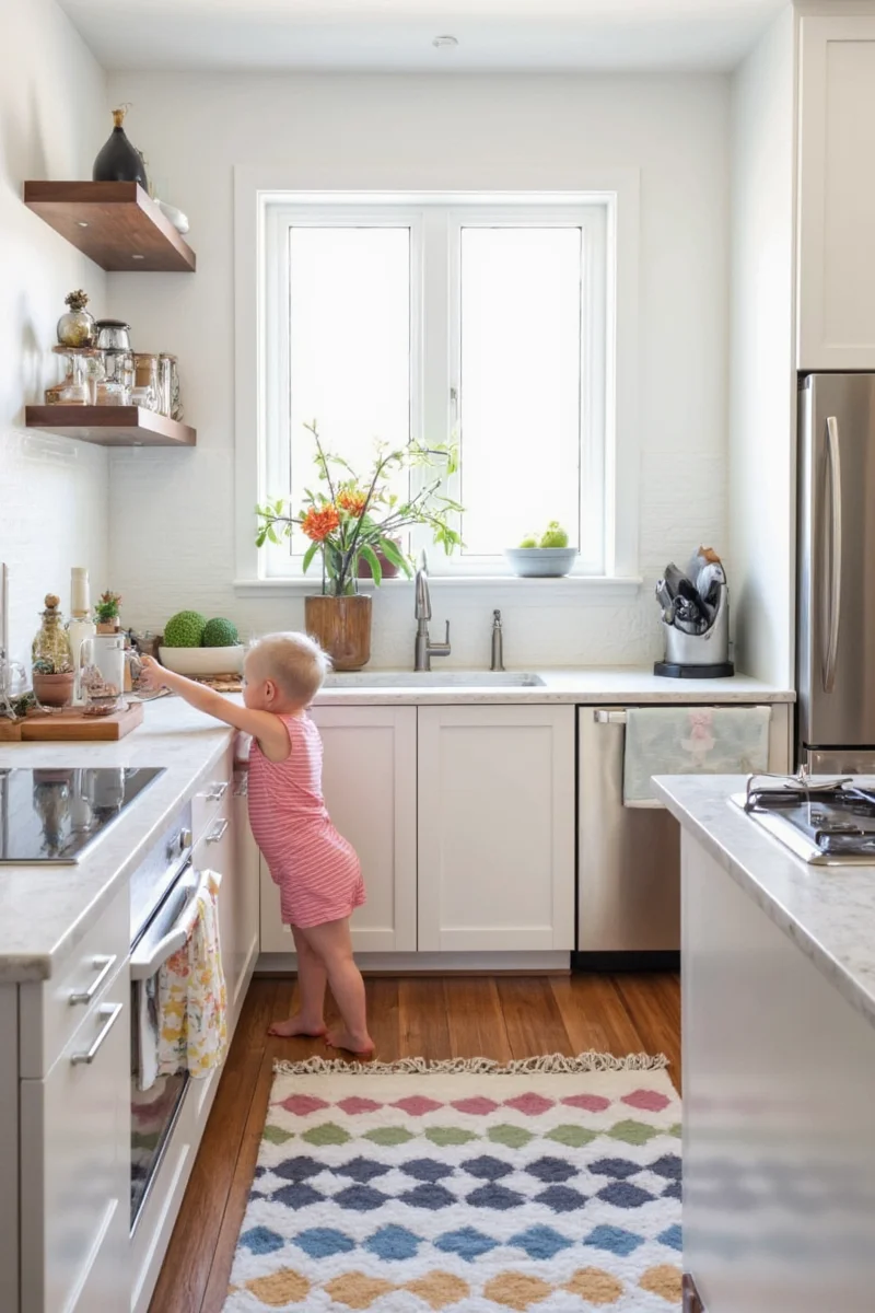 Different types of countertops compared in a kitchen