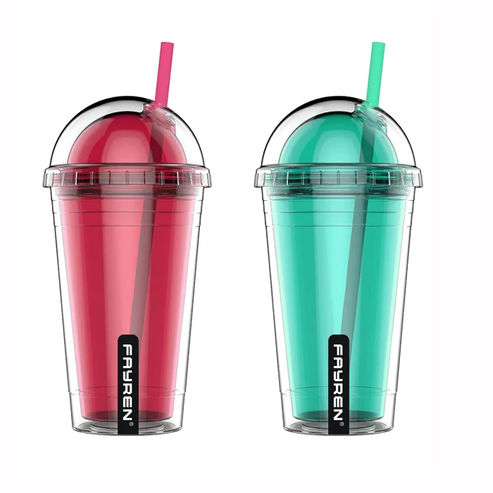 

Custom Shape 18oz 24OZ double wall hard Clear Plastic drinking Cups With Lids, Customized color