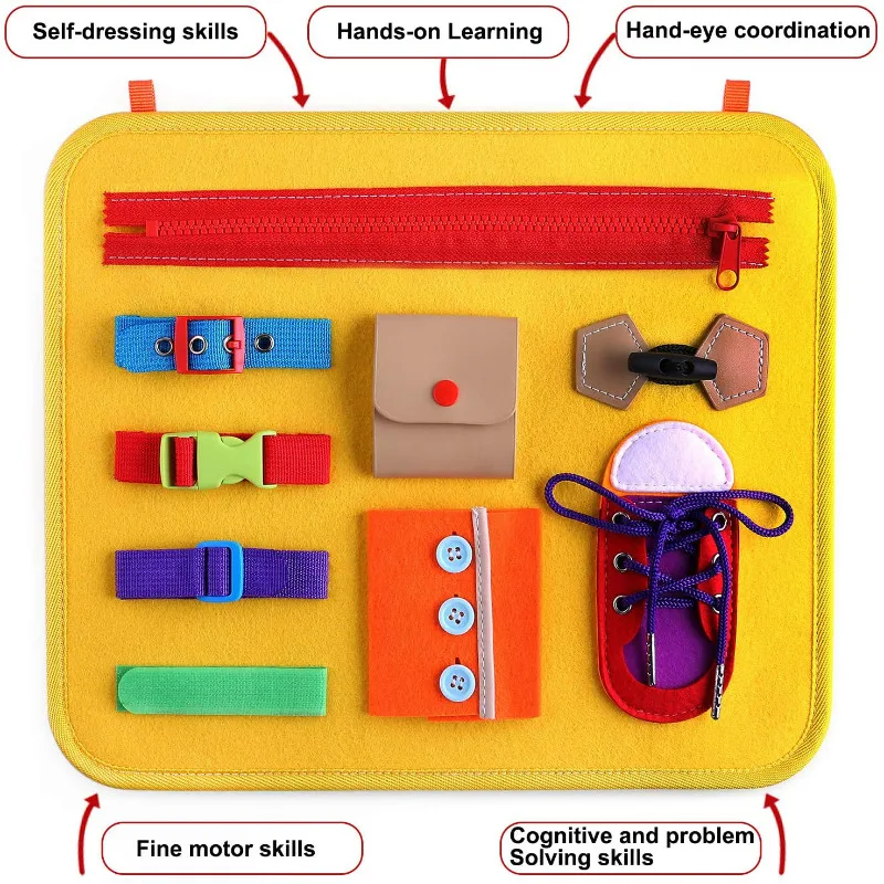 
Toddler Busy Board Montessori Toys Basic Skills Board for kids Educational Toddler Buckle Toys 