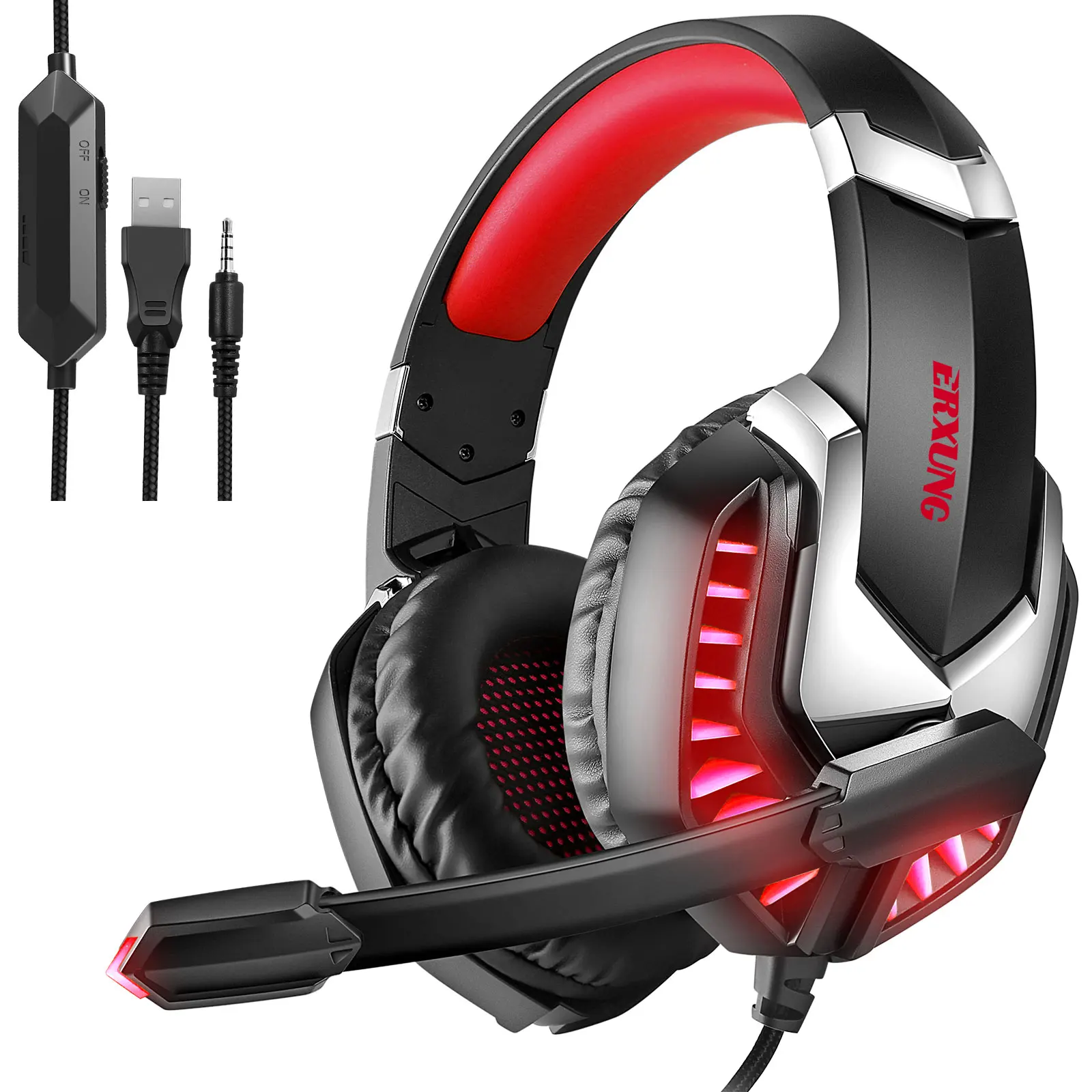 

ERXUNG J30 All New Gaming Headset Surround Sound Cool LED Wired For PC