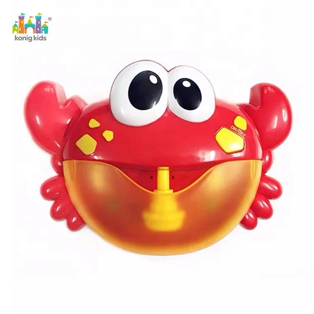 
2020 Konig Kids Fun Summer Popular Music Plastic Crab Animal Cartoon Play Baby Water Making Bubble Bath Toy 