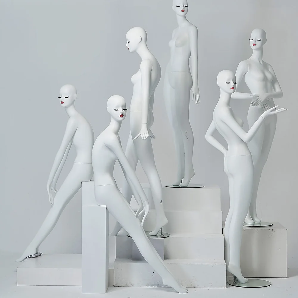 

Wholesale Fashion Full Body Makeup Female Mannequin With Wig Window Dummy Torso High-end With Metal Base, Glossy white