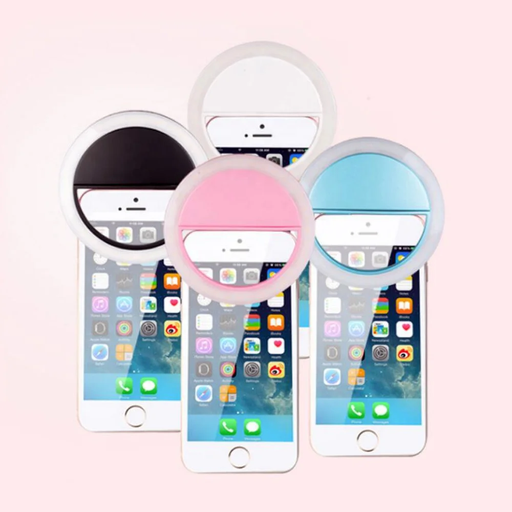 

Mobile phone Photography Selfie Portable LED Ring Light USB Rechargeable Circle Light Clip, Blue, black ,pink, white