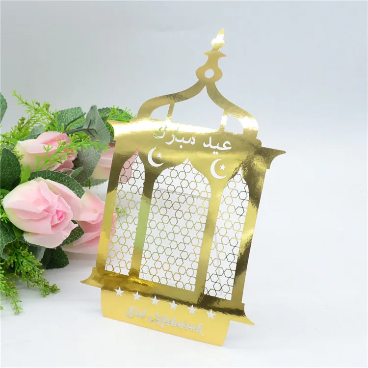 Islamic ramadan paper craft laser cut eid mubarak lantern banners for eid decorations