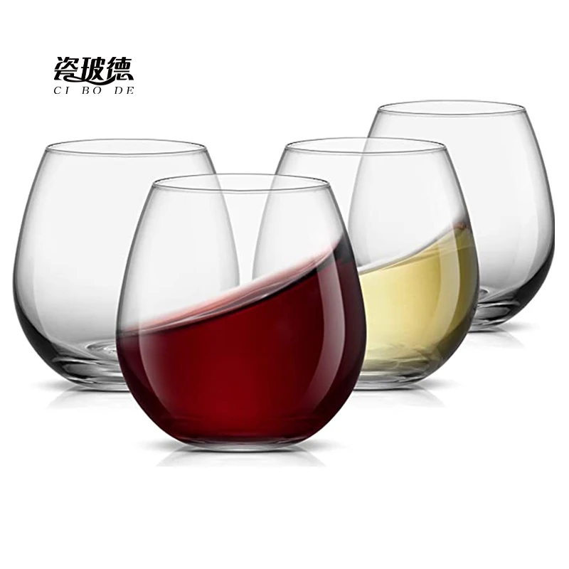 

Stemless wine glasses Inclined Colored Painting Crystal Gold Rim Egg Shape Juice glass wine tumbler White Red wine glass custom