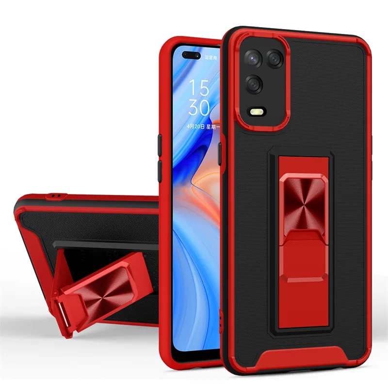 

Luxury Armor Protector Phone Case For OPPO A1K A7 A9 A54 A94 Invisible Bracket Back Cover For Realme C11 C15 Find X3 Reno 5 Lite, 6 colors