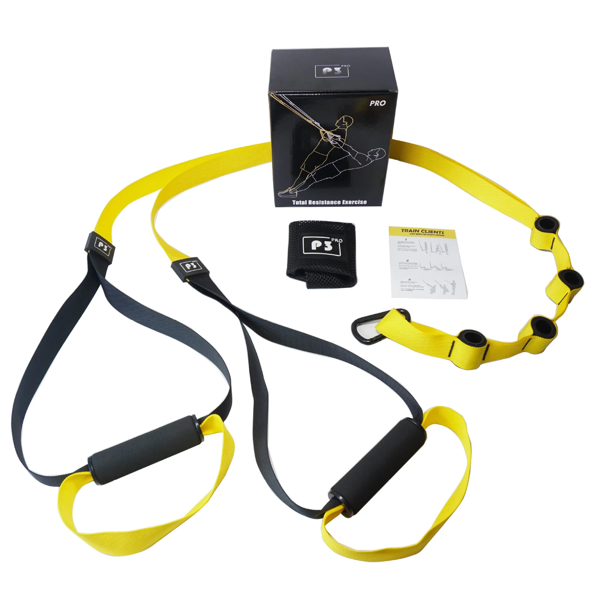 

2022 New Design Body Workout Resistance Exercise Training Straps P3-4 Suspension Trainer Kit, Yellow/army green/pink/ customized color