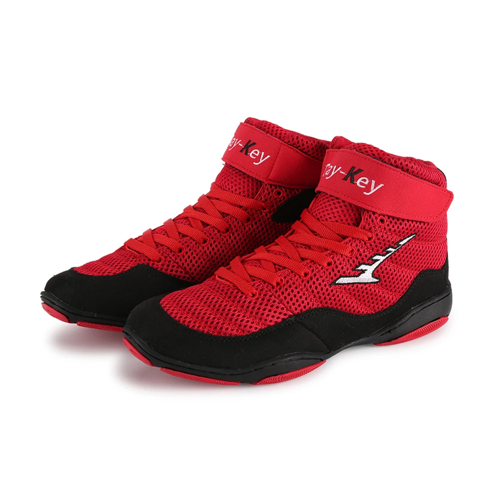 
Custom professional fashion sport leather red boxing shoes for men 