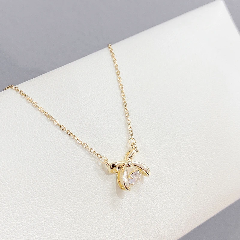 

Korean Fashion Bowknot Necklace Beating Heart Fashion ins Clavicle Chain Women Jewelry