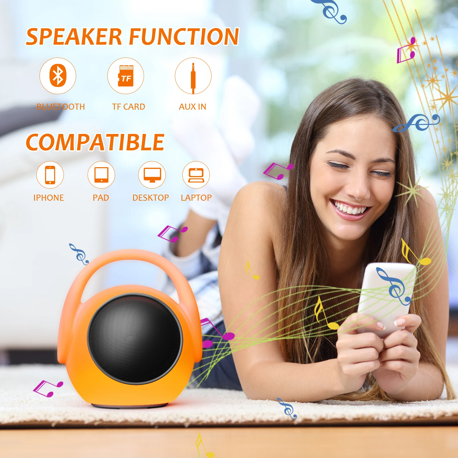 PL-001 Wireless Bluetooth Smart Speaker Night Light TF Card Support Wireless Handfree Speaker - ANKUX.COM