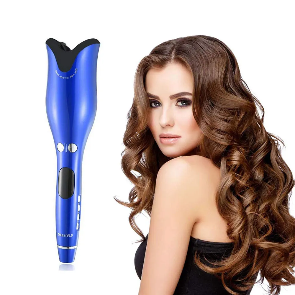 

Curling Iron Automatic Curler Rose-Shaped Spin Curl Ceramic Rotating Hair Curler With LCD Digital Display, Red white black blue