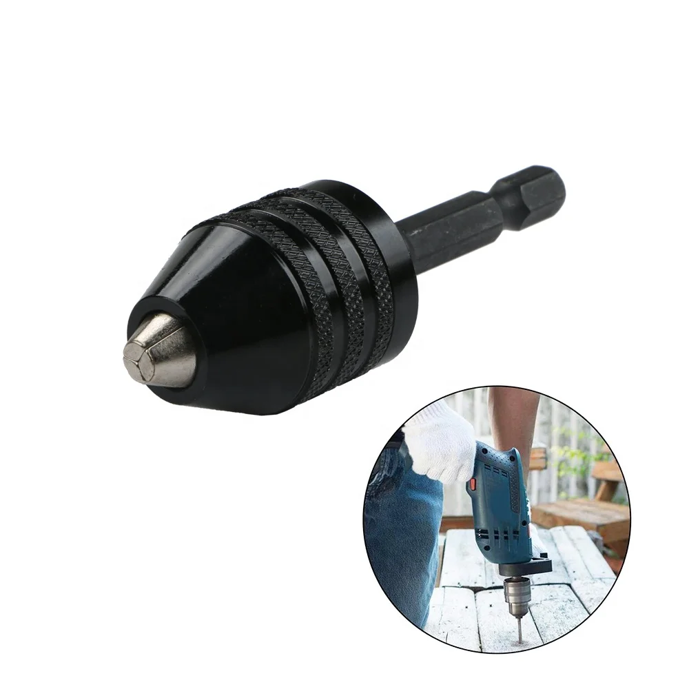 Universal 0.3 - 8mm 1/4 Inch Hex Shank Keyless Drill Aluminum Chuck Quick Change Adapte Drill Screwdriver Impact Driver Adaptor