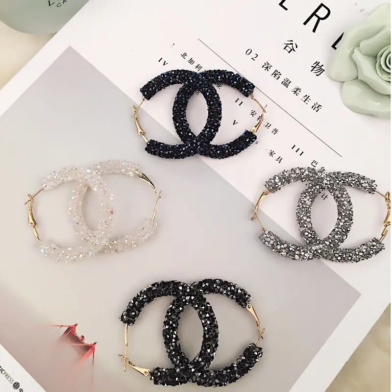 

2021 Korean crystal earrings with long temperament Earrings personality Earrings for Women