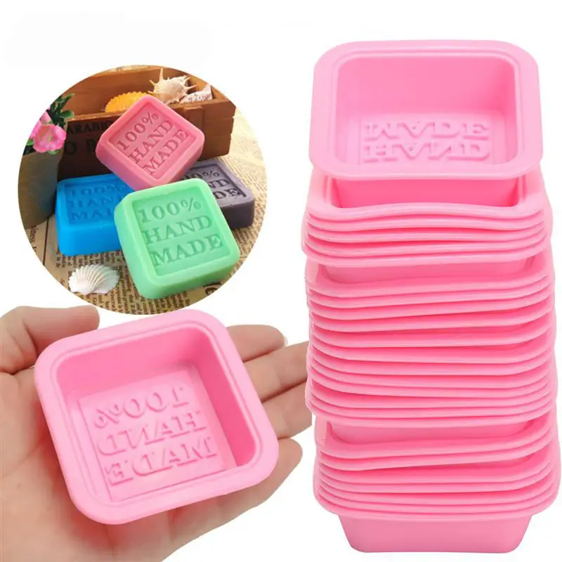 Soap Making Molds Mini Silicone Soap Mold for DIY Cake Decorating Soap Mold Non Stick Square Shaped Silicone Moulds Pink 100pcs