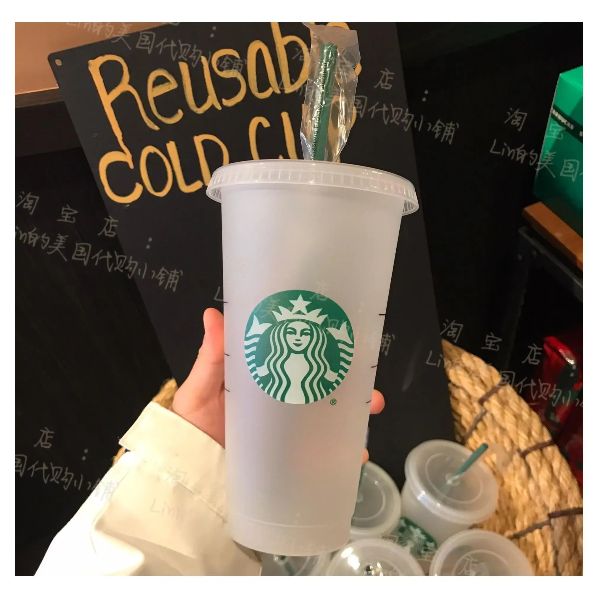 

Starbucks 24Oz710Ml Plastic Tumbler Reusable Clear Drinking Flat Bottom Cup Pillar Shape Lid Straw Mug Bardian 50Pcs Shipping