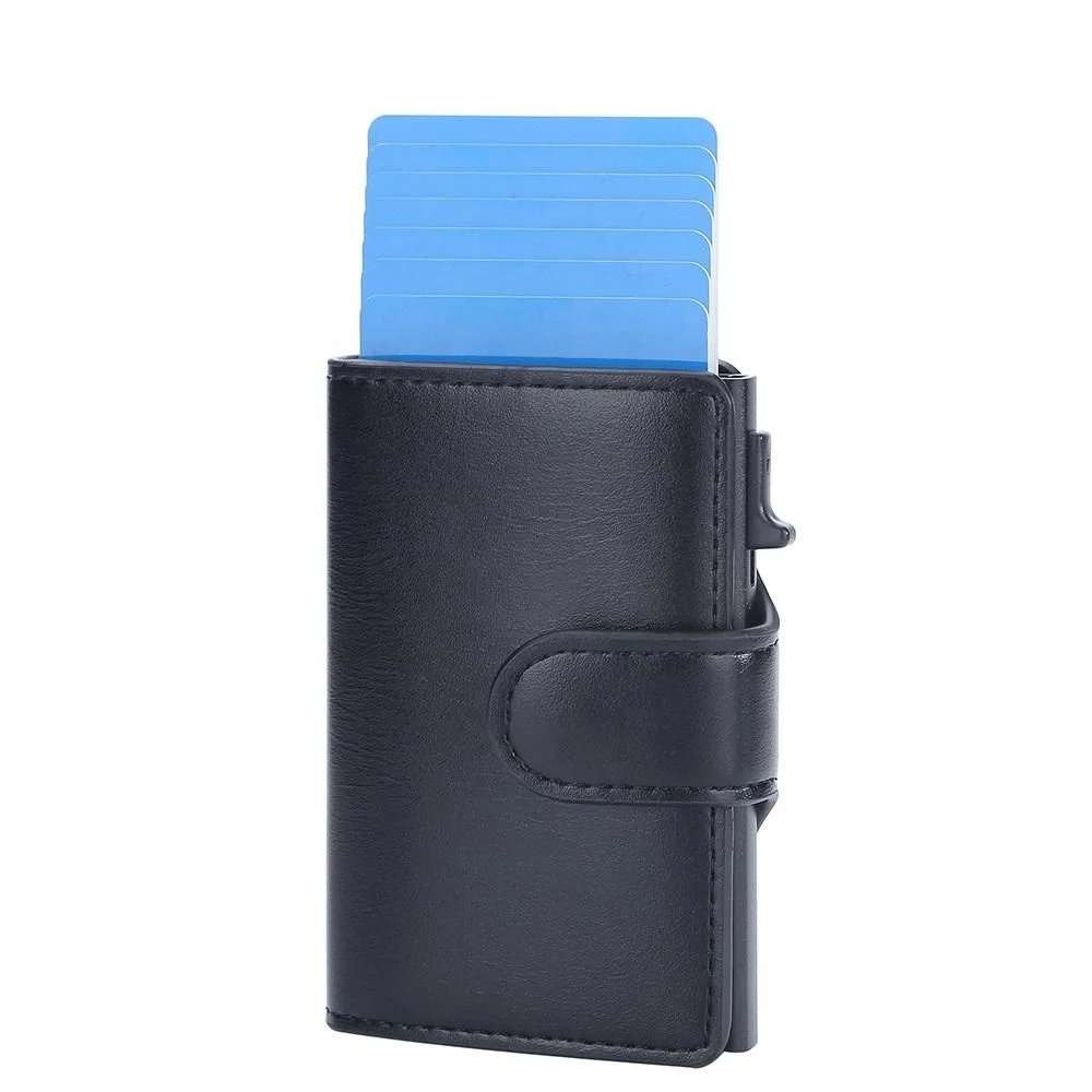 

New Men's Wallet Cardholder RFID Anti-Magnetic Anti-Theft Brush Side Push Card Holder Wallet Business Buckle Clip