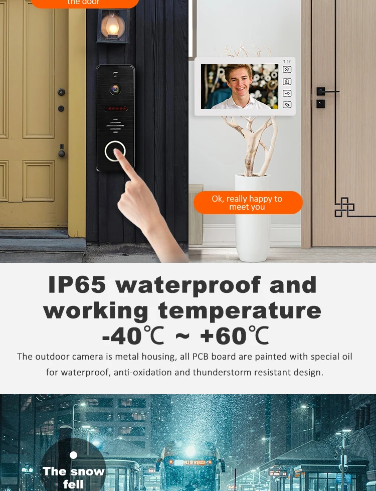 Morningtech fashionable 7 inch 1080P video phone door intercom system for villa
