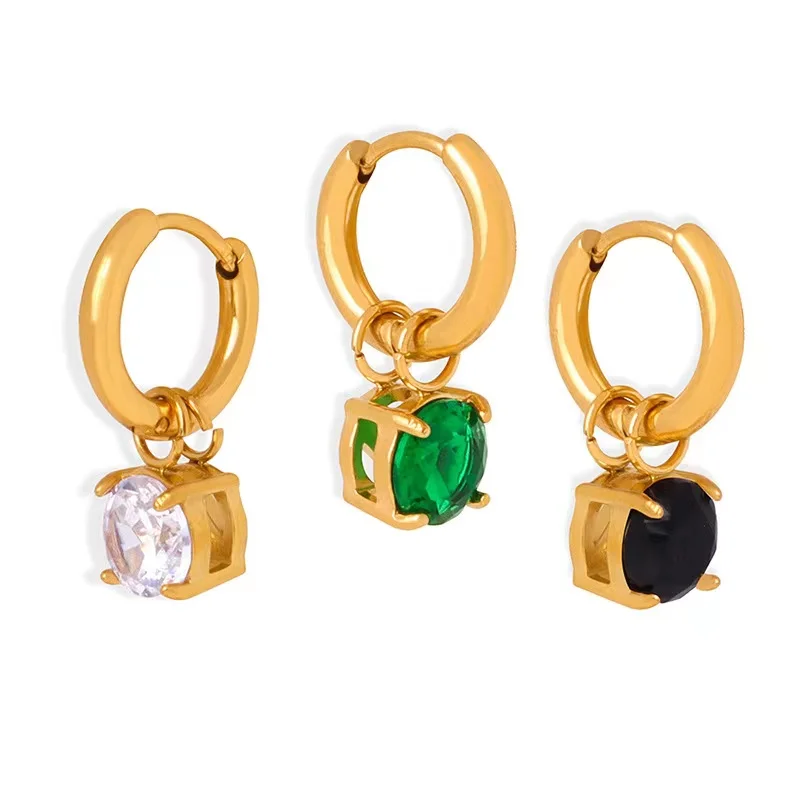 

Fashion 18K Gold Plated Designer Hoop Earrings Multi Colored Earrings Hoops Earrings Zircon