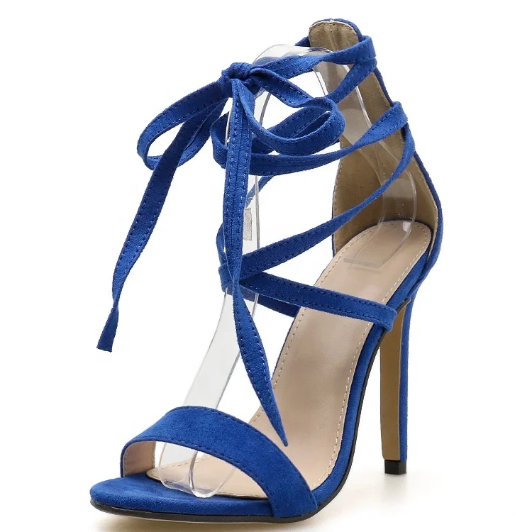 

latest chaussure femme high heel women sandals crisscross fashion ladies suede single band stiletto shoes open toe pumps, Black blue