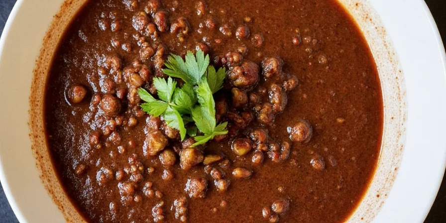 Simmering pot of Mole Poblano