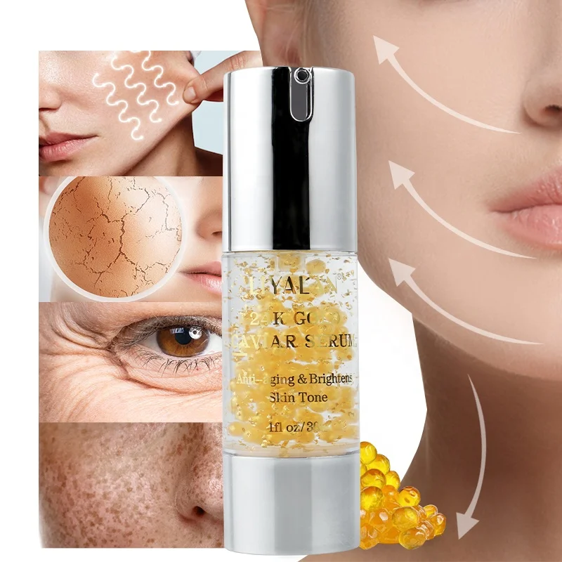 

Private Label Facial Serum Korean Skin Care Natural Anti-Aging Collagen Active 24K Gold Caviar Serum
