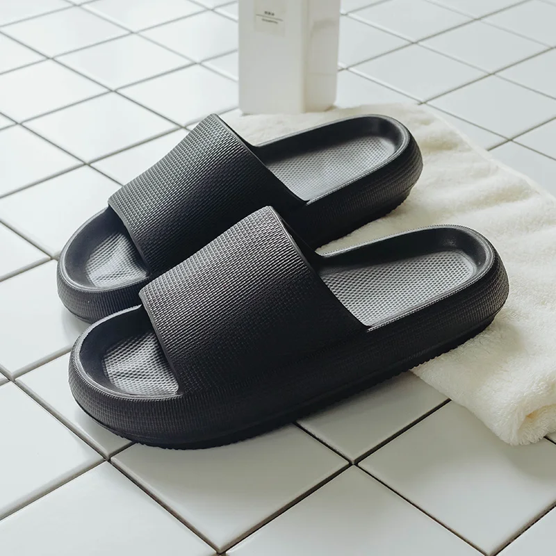 

Custom WholeSale Thick Sole Solid Color Pattern Unisex Black Plain Men's EVA Sandals Slides Slippers, Multi color