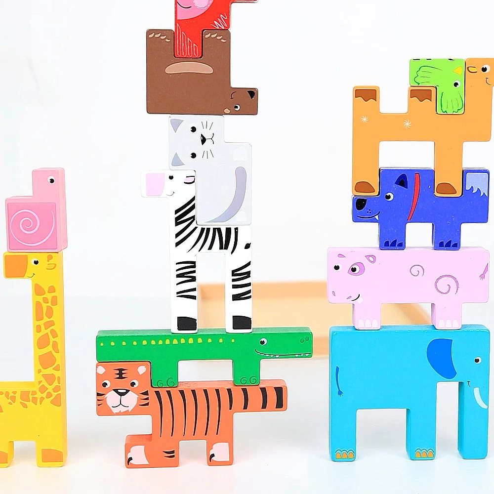 

Montessori Educational Toys Wooden 3D Puzzle Animal Kids Building Blocks Anime Stacking Toy