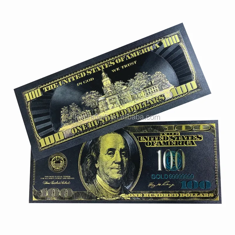 

NEW Technology Black silver gold American 100 dollars Collection Money USD 24K foil banknote for Gifts, Black dollar bill