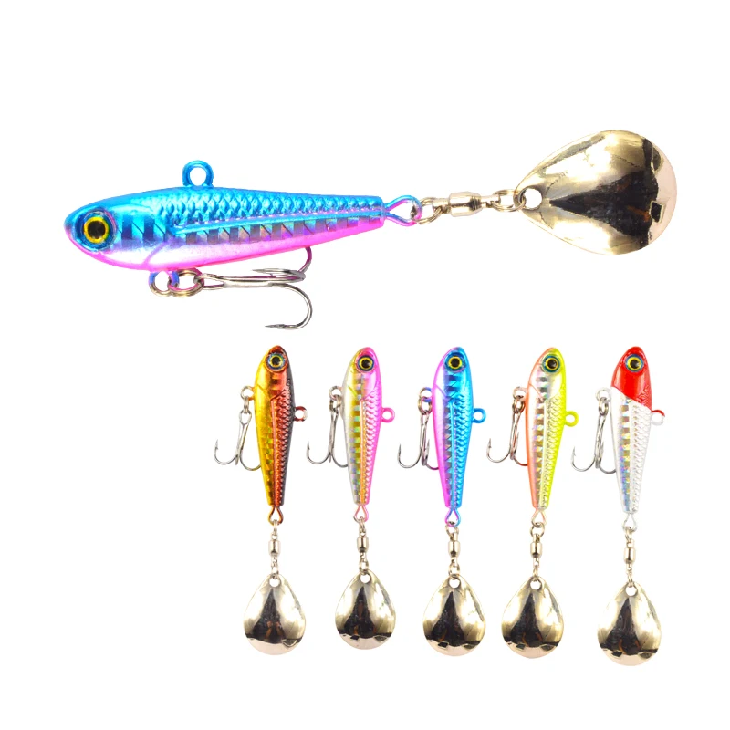 

Metal Jig with High Speed Spoon 50mm/24g Spinner Bait Bass Fishing Lures Metal VIB Fishing Jig Spoon, 5 colors choice or custom