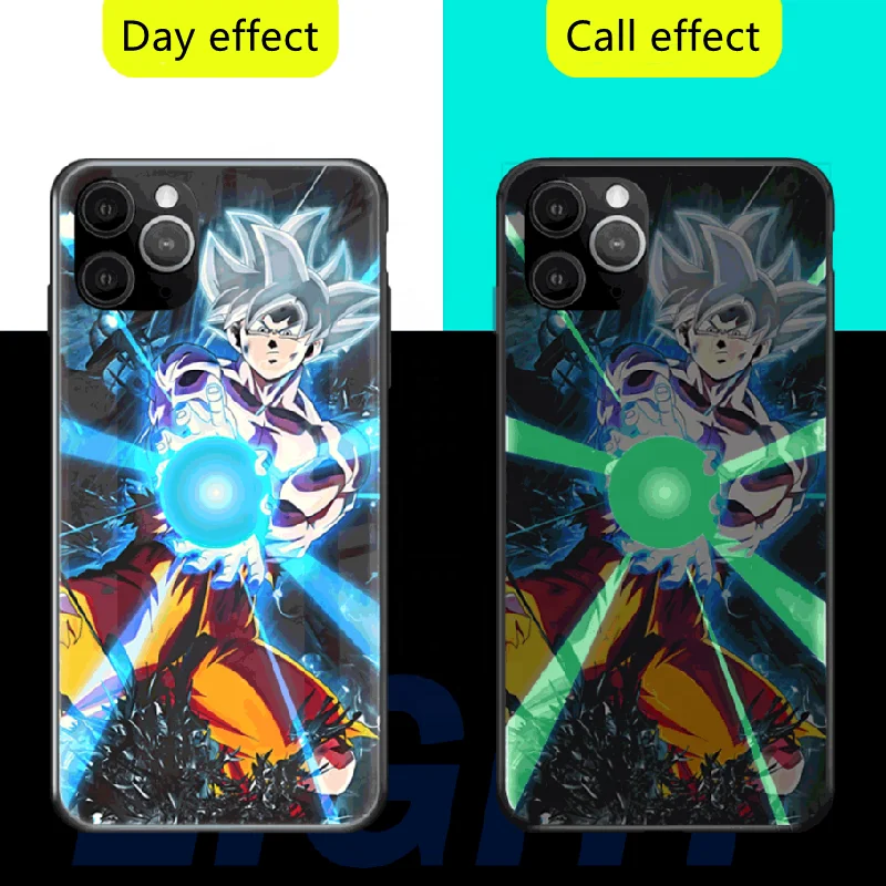 

Drop shipping Low MOQ Hot selling LED light up smart control luminous Tempered glass back cover phone case for iPhone 12pro Max