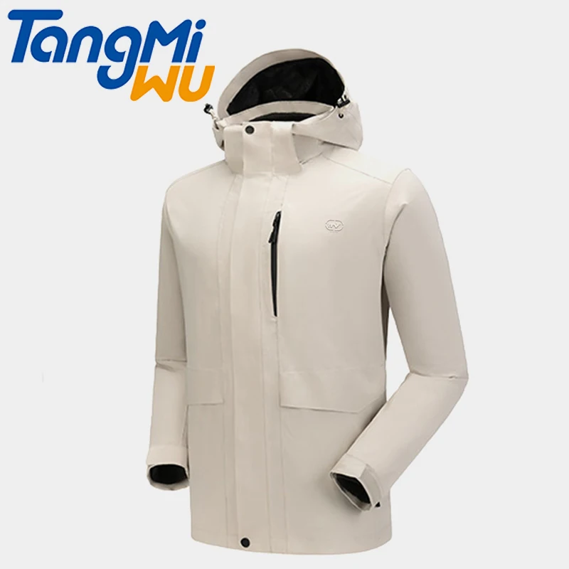 

customized long sleeved zipper detachable overalls waterproof and windproof hooded jacket jacket coupe-vent en polyester