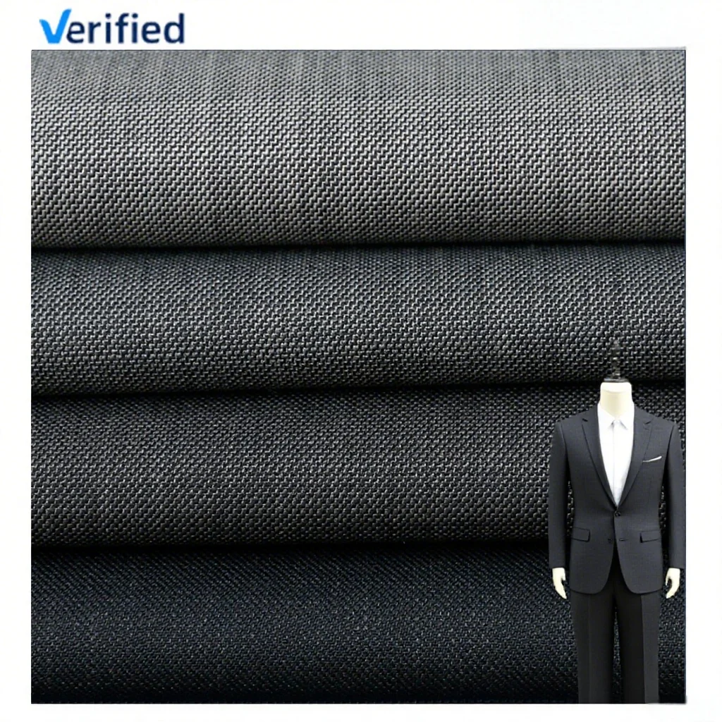 Factory Direct Sale 50%W 50%P Wool Suit Fabric Worsted Merino Wool/Polyester Fabric for Men's Suits Twill