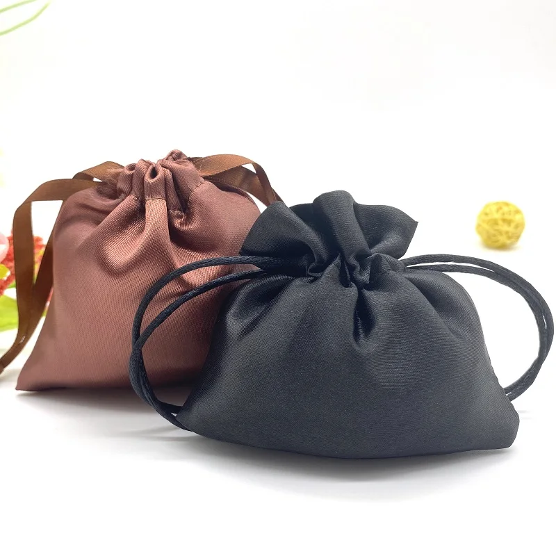 

Brown/Black Chinese Jewelry Packaging Pouch Satin Microfiber Earrings Ring Jewelry Drawstring Bag With Custom Logo, Gray, white, black , blue, red, yellow, green , purle etc.