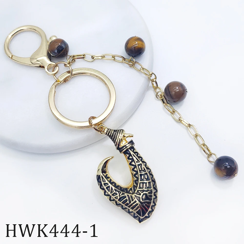 

Wholesale Fashion Design Gemstone Keychain Hawaiian Jewelry 14K Gold Keychain